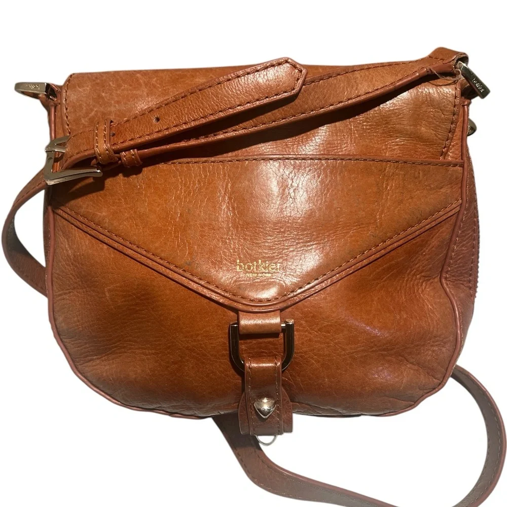 Botkier Leather Tan Crossbody Handbag Purse With Rock Studds/Gold Beige - Picture 4 of 4